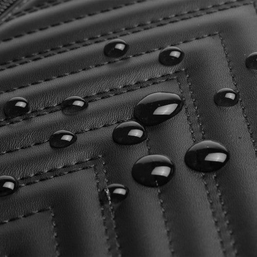 Easy Luggage LG2323 - Miss Lulu Water-resistant Chic PU Leather Backpack - Black
