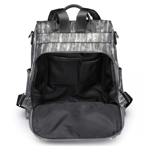 Easy Luggage LG2333 - Miss Lulu Versatile Anti-Theft PU Leather Convertible Bag And Backpack - Black