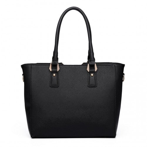Easy Luggage LG6632 - Miss Lulu Leather Look V-Shape Multicolour Tote Bag - Brown