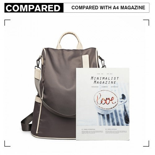 Easy Luggage LG6917 - Miss Lulu Two Way Anti-theft Backpack with Pom Pom Pendant - Grey