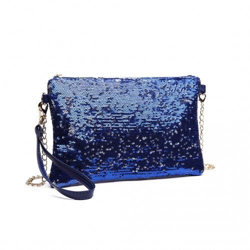 Easy Luggage LH1765 NY- Miss Lulu Sequins Clutch Evening Bag Navy