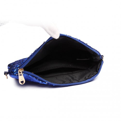 Easy Luggage LH1765 NY- Miss Lulu Sequins Clutch Evening Bag Navy
