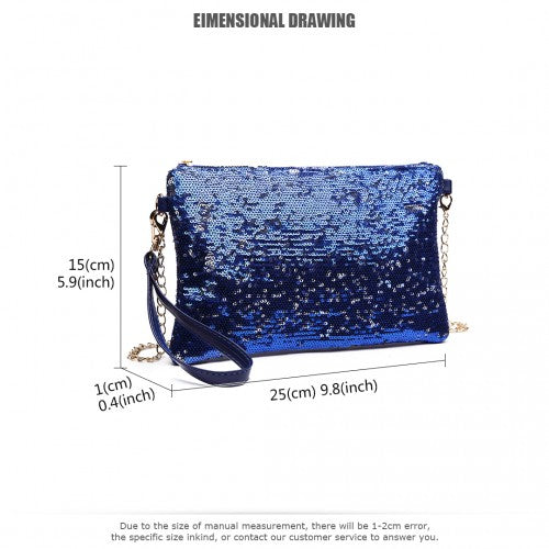 Easy Luggage LH1765 NY- Miss Lulu Sequins Clutch Evening Bag Navy