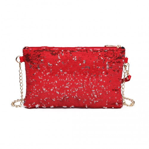 Easy Luggage LH1765 - Miss Lulu Sequins Clutch Evening Bag - Red