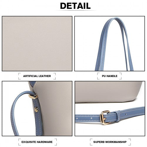 Easy Luggage LH1908 - MISS LULU 2 PIECE MULTI-WAY SHOULDER TOTE BAG - GREY