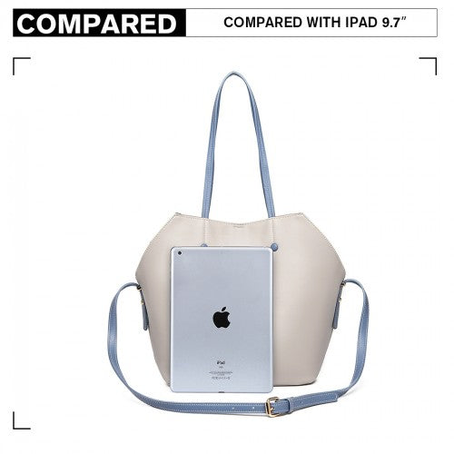 Easy Luggage LH1908 - MISS LULU 2 PIECE MULTI-WAY SHOULDER TOTE BAG - GREY