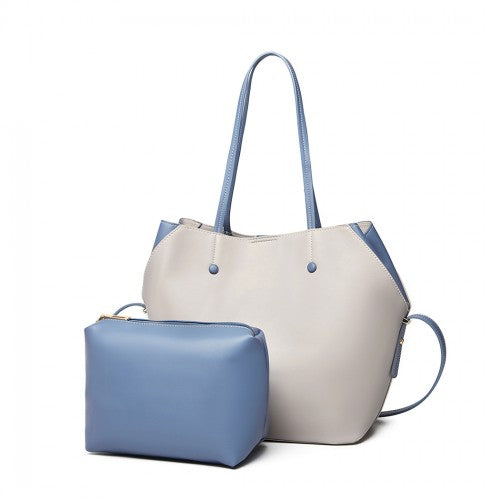 Easy Luggage LH1908 - MISS LULU 2 PIECE MULTI-WAY SHOULDER TOTE BAG - GREY