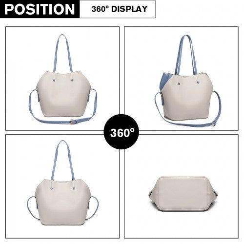 Easy Luggage LH1908 - MISS LULU 2 PIECE MULTI-WAY SHOULDER TOTE BAG - GREY
