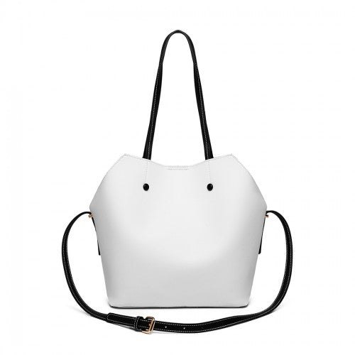 Easy Luggage LH1908 - MISS LULU 2 PIECE MULTI-WAY SHOULDER TOTE BAG - WHITE
