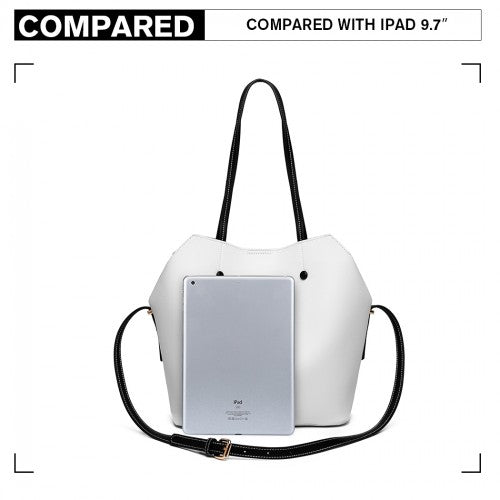 Easy Luggage LH1908 - MISS LULU 2 PIECE MULTI-WAY SHOULDER TOTE BAG - WHITE