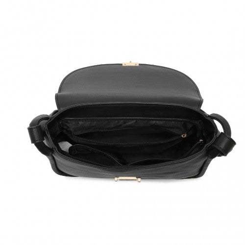 Easy Luggage LH2109 - Miss Lulu Fashion Leather Commute Flap Small Square Bag - Black
