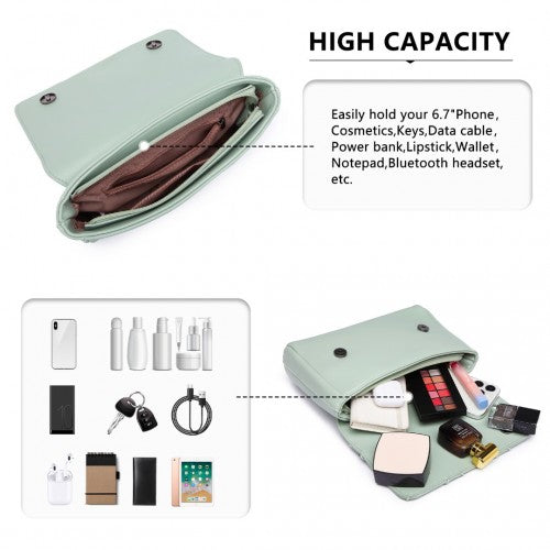 Easy Luggage LH2253 - Miss Lulu Rhombus Flap Chain Shoulder Bag - Green
