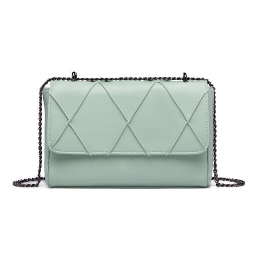 Easy Luggage LH2253 - Miss Lulu Rhombus Flap Chain Shoulder Bag - Green