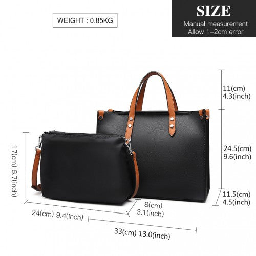Easy Luggage LN1910 - Miss Lulu Structured 2 Piece Shoulder Bag Set - Back