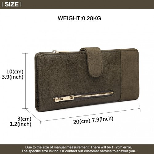 Easy Luggage LN6883-MISS LULU PU LEATHER POPPER CLOSURE LONG PURSE GREEN