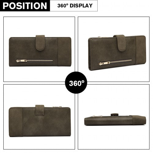 Easy Luggage LN6883-MISS LULU PU LEATHER POPPER CLOSURE LONG PURSE GREEN
