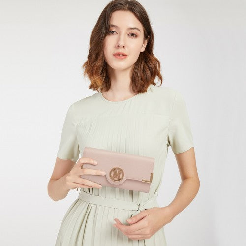 Easy Luggage LP2022 - Miss Lulu Leather Look Classic Long Purse - Pink