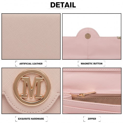 Easy Luggage LP2022 - Miss Lulu Leather Look Classic Long Purse - Pink