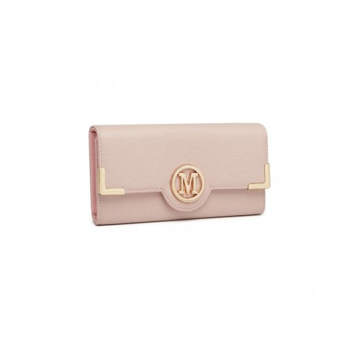 Easy Luggage LP2022 - Miss Lulu Leather Look Classic Long Purse - Pink