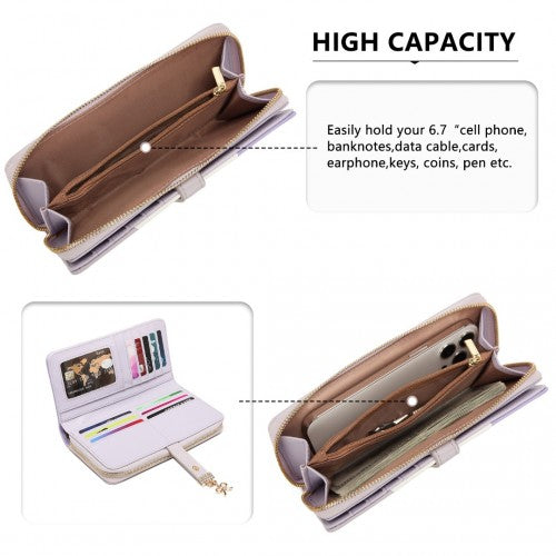Easy Luggage LP2030 - Miss Lulu Tri Colour Women's Leather Look Purse - Purple
