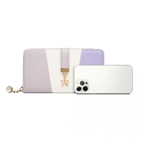 Easy Luggage LP2030 - Miss Lulu Tri Colour Women's Leather Look Purse - Purple