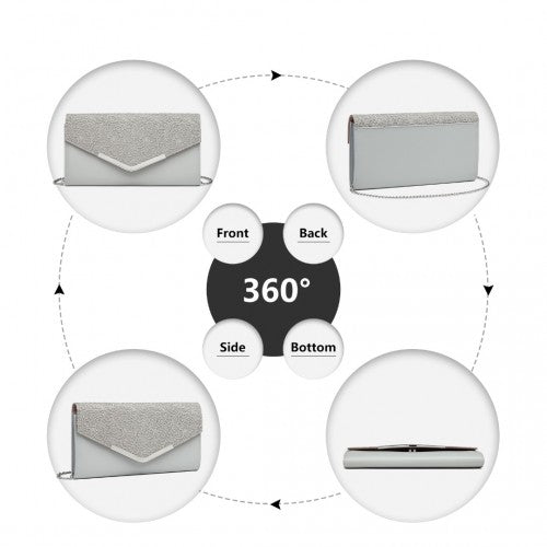 Easy Luggage LP2312 - Miss Lulu Lace Envelope Flap Clutch Evening Bag - Grey