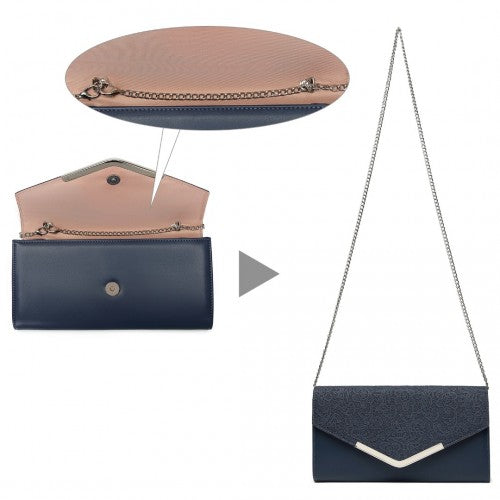 Easy Luggage LP2312 - Miss Lulu Lace Envelope Flap Clutch Evening Bag - Navy