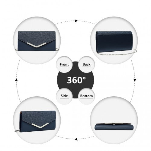 Easy Luggage LP2312 - Miss Lulu Lace Envelope Flap Clutch Evening Bag - Navy