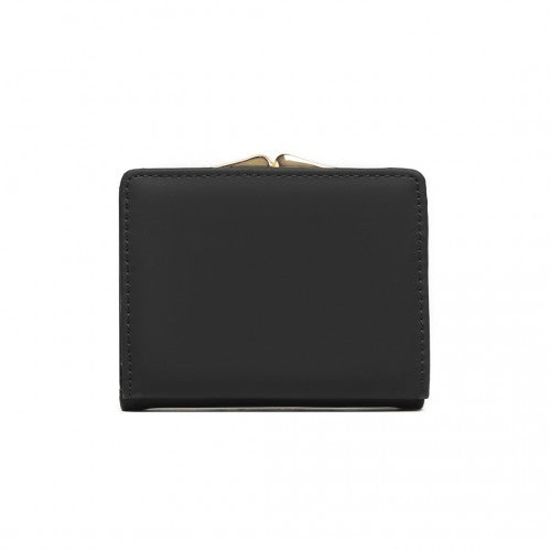 Easy Luggage LP2335 - Miss Lulu PU Leather Half-Circle Petal Clasp Wallet - Black