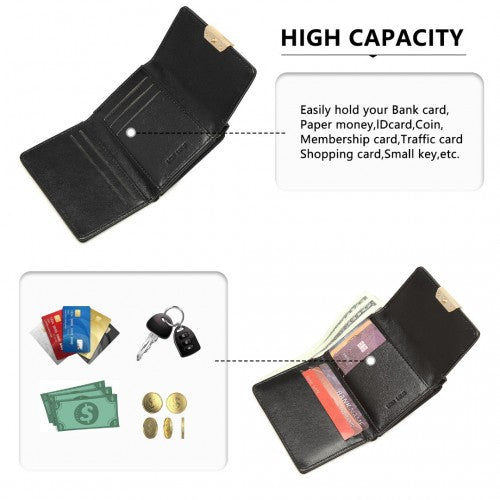 Easy Luggage LP2335 - Miss Lulu PU Leather Half-Circle Petal Clasp Wallet - Black