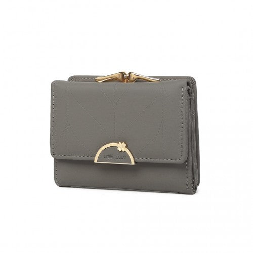 Easy Luggage LP2335 - Miss Lulu PU Leather Half-Circle Petal Clasp Wallet - Grey