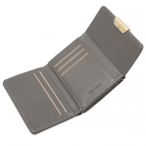 Easy Luggage LP2335 - Miss Lulu PU Leather Half-Circle Petal Clasp Wallet - Grey