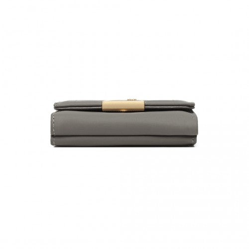 Easy Luggage LP2335 - Miss Lulu PU Leather Half-Circle Petal Clasp Wallet - Grey
