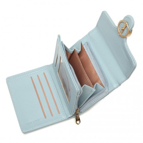 Easy Luggage LP2336 - Miss Lulu PU Leather Leaf-Shaped Round Clasp Wallet - Blue