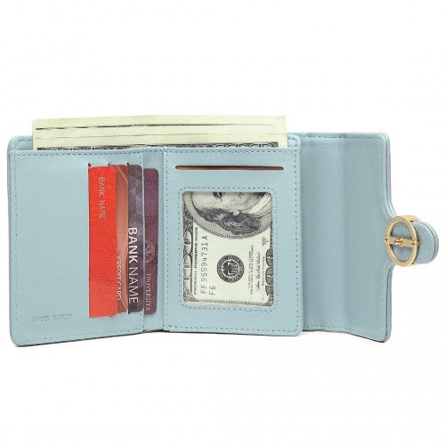 Easy Luggage LP2336 - Miss Lulu PU Leather Leaf-Shaped Round Clasp Wallet - Blue