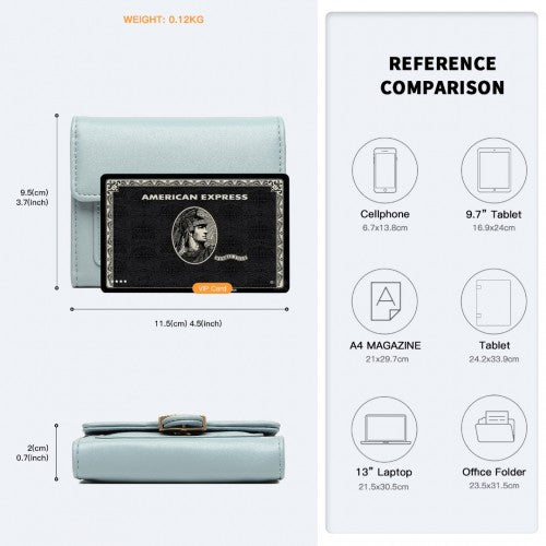 Easy Luggage LP2336 - Miss Lulu PU Leather Leaf-Shaped Round Clasp Wallet - Blue