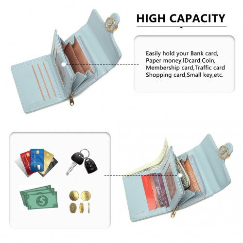 Easy Luggage LP2336 - Miss Lulu PU Leather Leaf-Shaped Round Clasp Wallet - Blue