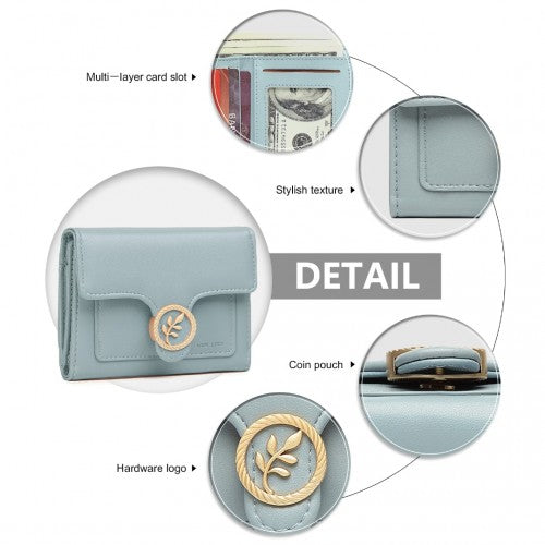Easy Luggage LP2336 - Miss Lulu PU Leather Leaf-Shaped Round Clasp Wallet - Blue