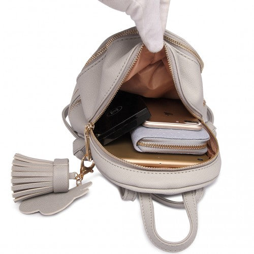 Easy Luggage LT1705 - Miss Lulu PU Leather Look Small Fashion Backpack - Grey