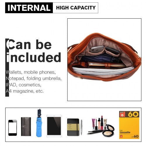 Easy Luggage LT1941-MISS LULU CLASSIC STYLE SLOUCH SHOULDER BAG BROWN