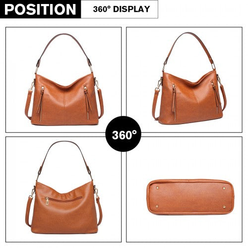 Easy Luggage LT1941-MISS LULU CLASSIC STYLE SLOUCH SHOULDER BAG BROWN