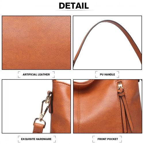 Easy Luggage LT1941-MISS LULU CLASSIC STYLE SLOUCH SHOULDER BAG BROWN