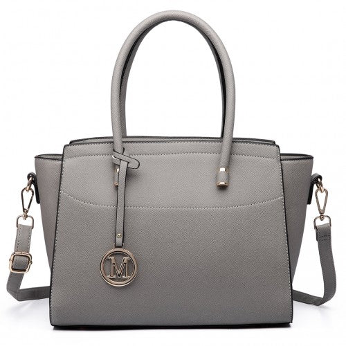 LT6627 Miss Lulu Faux Leather Large Winged Tote Bag Handbag Grey