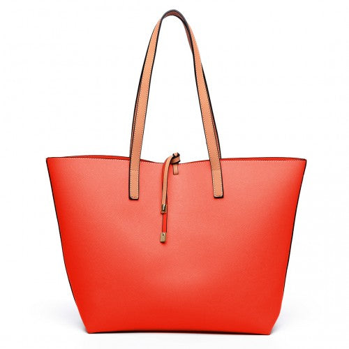 Easy Luggage LT6628 - Miss Lulu Women Reversible Contrast Shopper Tote Bag Nude