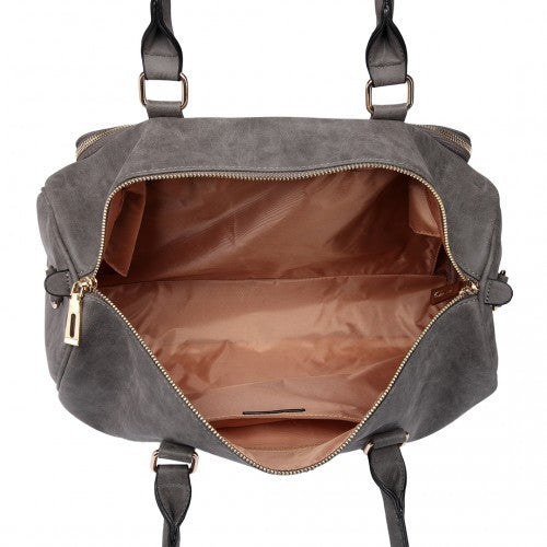 Easy Luggage LT6638 - Miss Lulu Leather Look Maternity Changing Shoulder Bag Grey