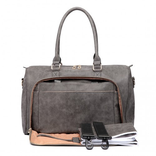 Easy Luggage LT6638 - Miss Lulu Leather Look Maternity Changing Shoulder Bag Grey