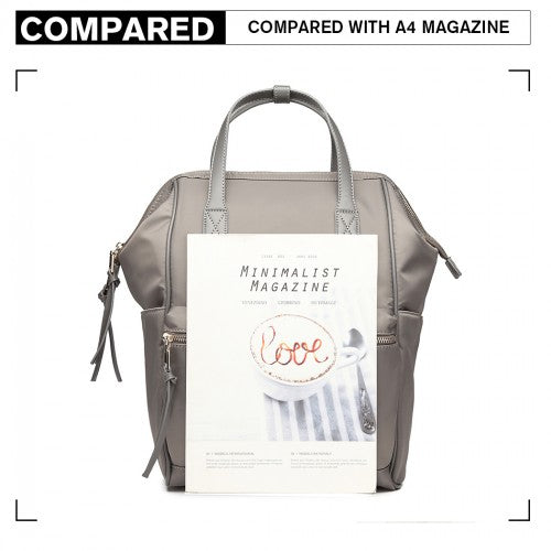 Easy Luggage LT6840-MISS LULU PORTABLE WATERPROOF NYLON BACKPACK SCHOOL BAG GREY