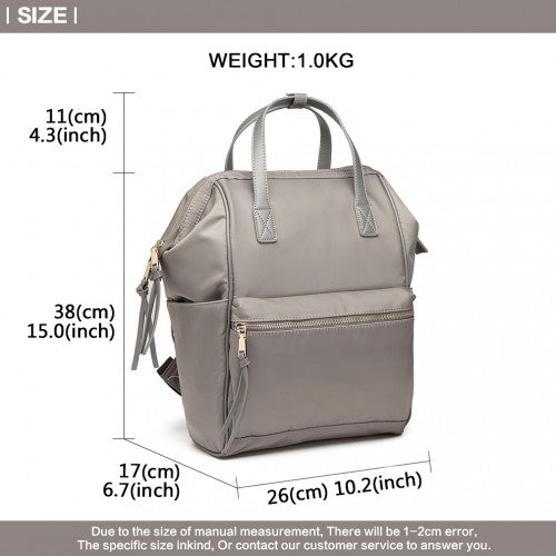 Easy Luggage LT6840-MISS LULU PORTABLE WATERPROOF NYLON BACKPACK SCHOOL BAG GREY