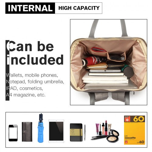 Easy Luggage LT6840-MISS LULU PORTABLE WATERPROOF NYLON BACKPACK SCHOOL BAG GREY