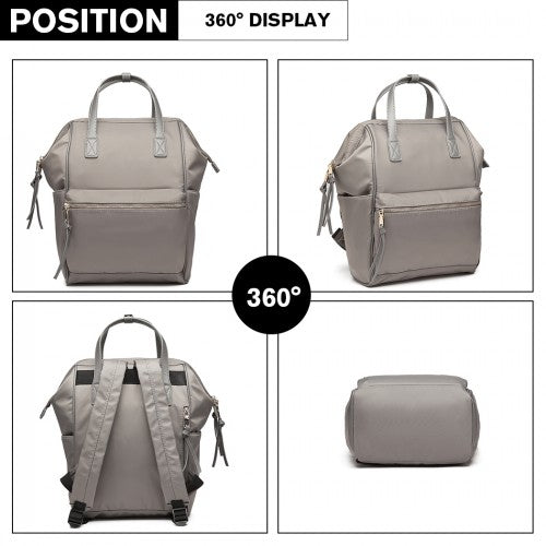 Easy Luggage LT6840-MISS LULU PORTABLE WATERPROOF NYLON BACKPACK SCHOOL BAG GREY
